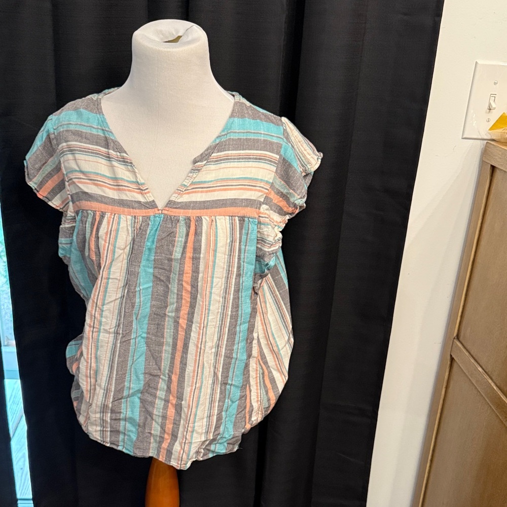 Knox Rose Multicolor Striped V-Neck Blouse
